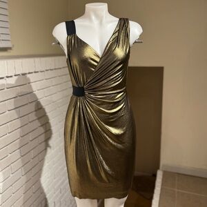 Bailey 44 Metallic Gold Draped Mini Dress